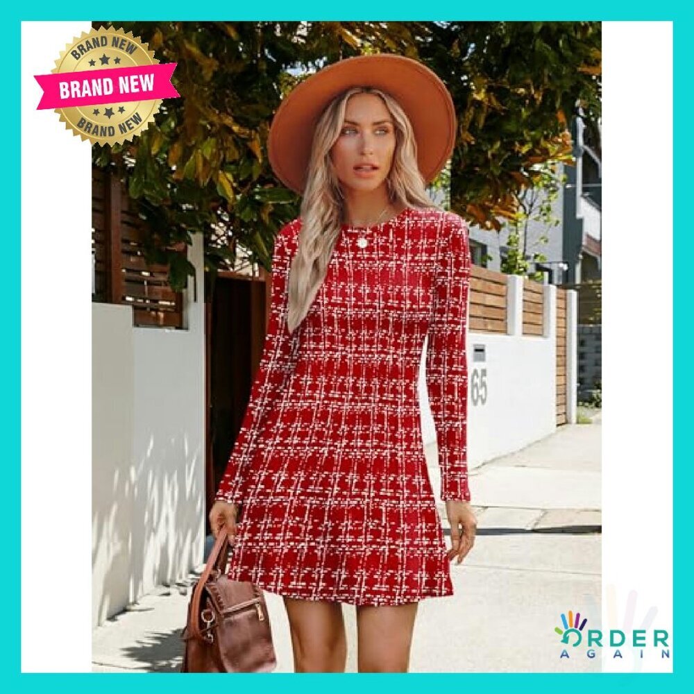 Long Sleeve Ribbed Knit Sweater Dress Bodycon A-Line Chic Fall - Picture 5 of 8
